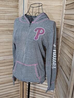 Philadelphia Phillies soft As A Grape Hoodie Womens M Gray And Pink